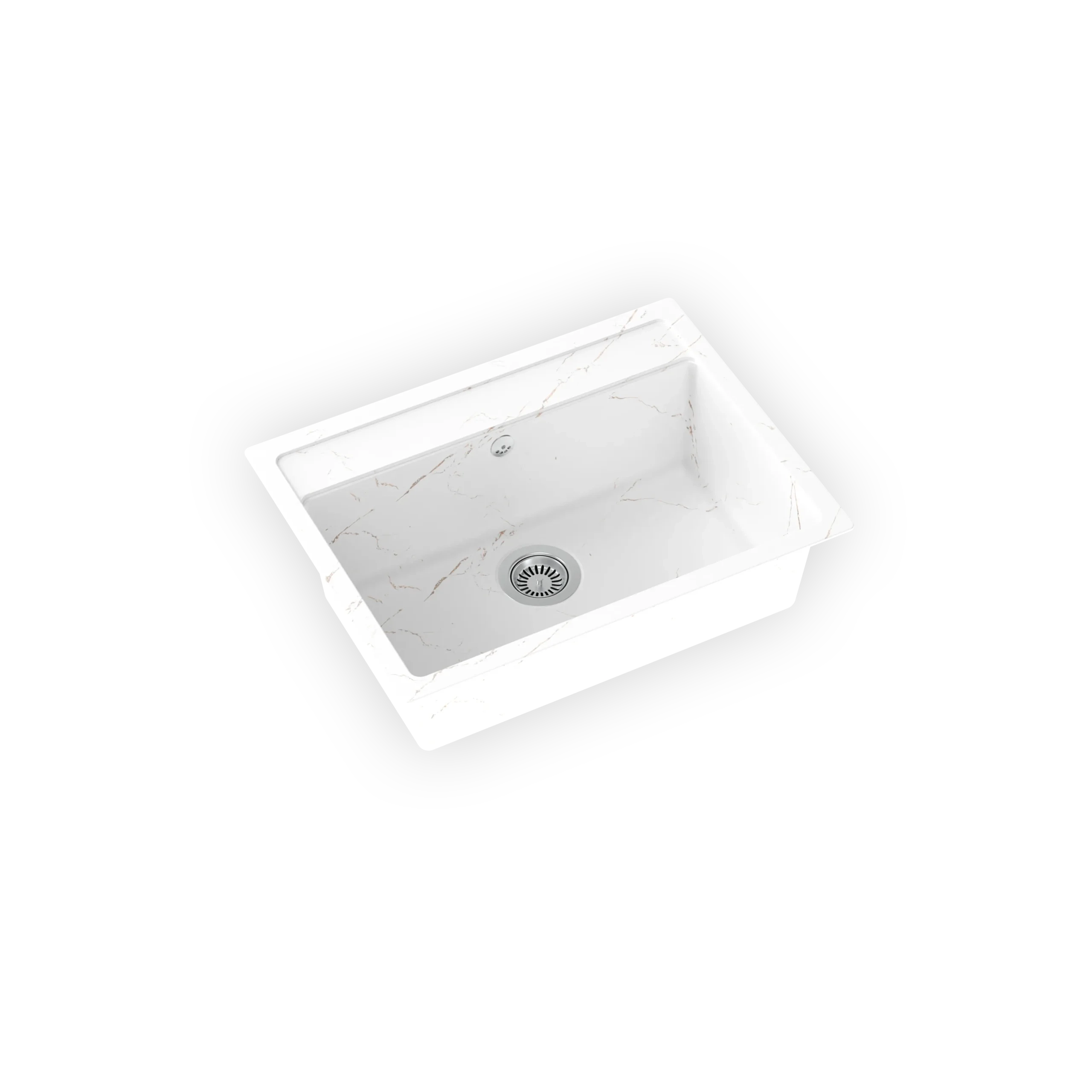 سینک گرانیتی تک لگن بدون سینی سفید رگه طلایی C1