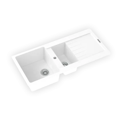 سینک گرانیتی 1.5 لگن با سینی سفید رگه طلایی E2